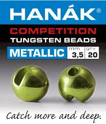 Hanak Tungsten Metallic Olive Slotted Jig Beads 20pc