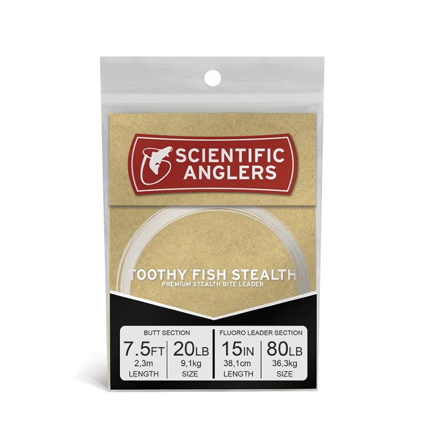 Scientific Anglers Toothy Fish Stealth 7.5ft AR Tapered Leader With 80 Lb Fluoro 1 Scientific Anglers Toothy Fish Stealth 7.5ft AR Tapered Leader With 80 Lb Fluoro